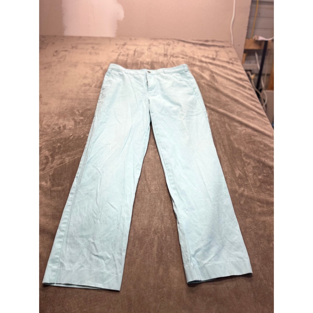 Brooks Brothers 346 Men Chino Pant 34x34 Light Blue Cotton Straight Leg Trousers